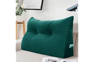 Johnear Poduszka do czytania, aksamitna tkanina, trójkątna, zagłówek łóżka, poduszka klinowa, jednokolorowa, na sofę, poduszka pod plecy, duża poduszka do czytania, poduszka ścienna, poduszka lędźwiowa