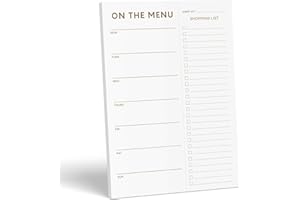 Sweetzer & Orange Planificador de Comidas - Bloc de Notas Dorado - Organizador Semanal/Diario de Comida - Lista de Compra, 2 Imanes para Colgar en la Puerta del Refrigerador - 17x25cm, 52 Hojas