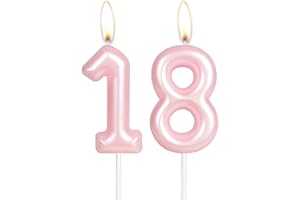 MCISKIN Hot Pink Happy 18th Birthday Candle,Pink Number 18 Candle,Birthday Cake Candle Decorations,Cake Candles Cake Toppers for Girls Women,Wedding Anniversary