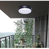 Ucuz Geldi Balkon Lambası Teras Lambası Artos 15w Yuvarlak Siyah Banyo Lambası 6400k Beyaz Işık Tavan Lambası (Siyah)