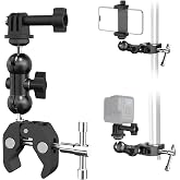 Coverzone Aksiyon Kamera S&uuml;per Kelep&ccedil;e Montaj Seti Ballhead Magic Arm ile | 1/4 ve 3/8 Vida Girişli Evrensel Kamera Montajı D