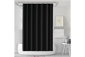 LUKDUNG Zasłona łazienkowa z tworzywa sztucznego, odporna na pleśń, wodoszczelna, nadaje się do prania, 180 x 180 cm, z 12 pierścieniami, czarna