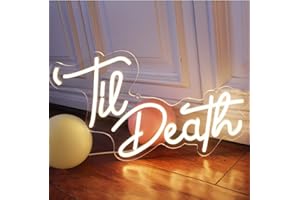 DAKABUKA Til Death Rosa Bianco Caldo LED Neon Segni Matrimonio Festa di Compleanno Decorazione Da Parete Luci Luci per Camera Da Letto Soggiorno Anniversario Fidanzamento USB 5V 16,9 X 25,9 cm