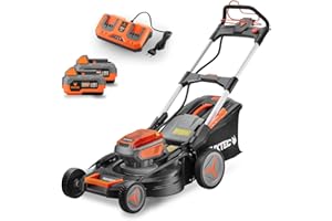 FUXTEC Tondeuse à Gazon sans Fil 40V (2x20V) E2RM51 Autotractée, Mulching et Éjection latérale - Set Batteries 2x4Ah et Chargeur - Largeur De Coupe 51cm, 50L, Hauteur De Coupe 30-90mm