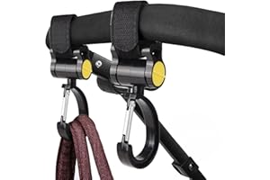 SHULLIN 2 Pack Baby Pushchair Hooks Pram Hooks Premium Buggy Clips Hooks to Hook Your Shopping Bags, Handbag or Changing Bag on The Pushchair,Stroller or Pram(Black)