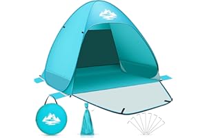 BGIUSQF Strandmuschel, Himmelblau Strandmuschel Pop up, Strandmuschel Baby UV Schutz 50, Pop up Zelt 200 x 150 x 110 cm, Strandzelt für 2-3 People, Familie, Camping, Garten, Strand