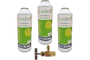 REPORSHOP - 3 bombole di Gas Ecologico Gasica D2 + 312g valvola sostituto R12, R134A Blocca Biologica