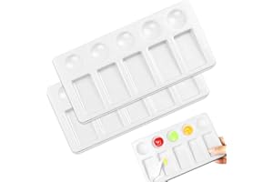 FEIBETY 2 Pcs Set Paint Tray Palette Mixing Pallet 10 Well Plastic Round Palette White Round Paint Palette for Artists,Students & Kids Watercolor Acrylic and Oil DIY Craft Professional Art Painting