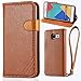 Produktbild LANOU Leder Hülle für Samsung Galaxy A5 2016 Flip Case Schutzhülle im Bookstyle Handyhülle Etui Cover Ledertasche Schale – Licht Brown