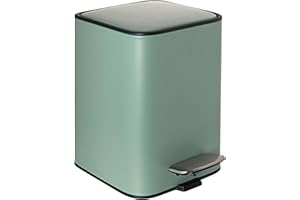 Erreke Papelera Baño con Pedal 3L, Cubo Basura Baño Acero Inoxidable con Tapa Cierre Suave y Silencioso, Cubo Interior Extraíble, Revestimiento Antihuellas (Sage Green)