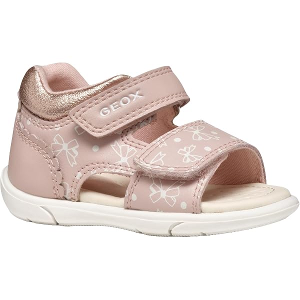 Sandales Geox Fille Macchia - Cuir Souple - Semelle Respirante - Scratch - Premier Pas