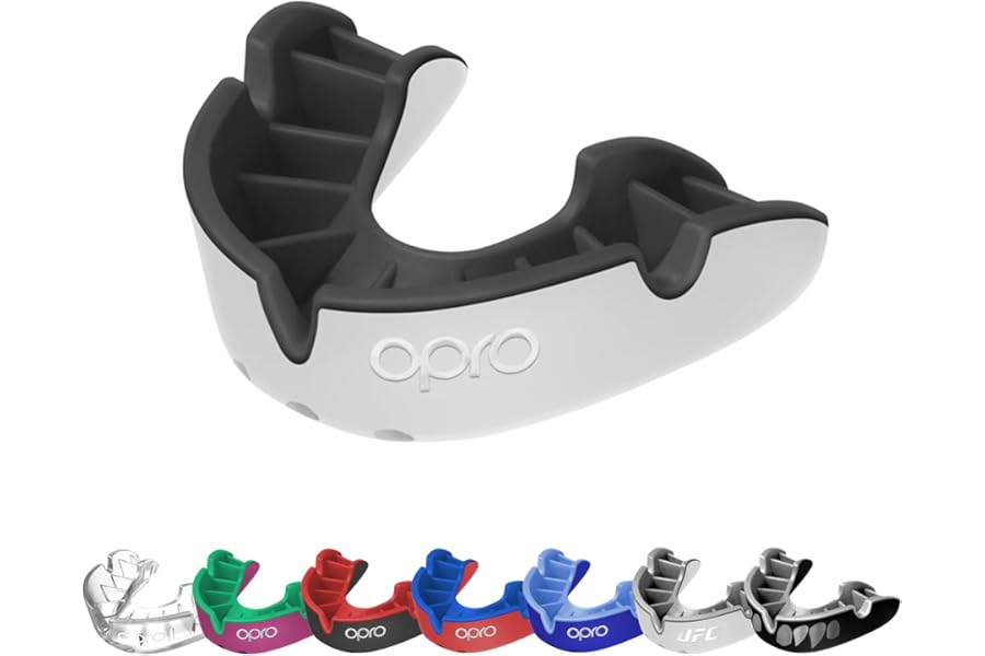OPRO Silver Level Mouthguard Essential Fit – Gum Shield Adult and Kids – OPRO Mouth Guard Boxing and MMA, Easy Self-Fit Gum Shield Rugby and Hockey – Superior Protection with Dental Warranty