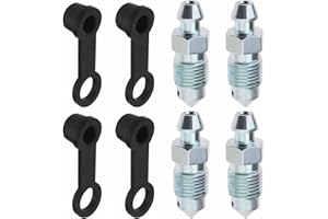 SHYSBV Bolt Bleed Screw with Dust Cap 4Pcs M10x1mm Bike Brake Lever Bleed Screws Disc Brake Caliper Exhaust Screw Galvanized Metal Bleed Screw Accessories for Motorcycles Cars Brake Pumps