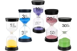 5-pack Timglas för barn – 1/3/10/20/30 min kökstimer, äggklocka, dekoration – Tidsvisning för skola, tandborstning, barnrum
