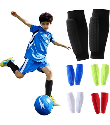 2 Paia Mini Parastinchi Calcio Set con 2 Paia Silicone Supporto Parastinchi, Comfort Mini Parastinchi da Calcio per Uomo, Donna, Bambini, Ragazzi