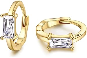 Finrezio 14K Gold Hoop Earrings for Women 925 Sterling Silver Gold Huggie Hoop Earrings Hypoallergenic Small Sleeper Earrings Cartilage Zirconia Gold Earring for Women Girls