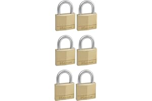 PEIROKS Master Lock 140EURSIX Lot de 6 Cadenas à Clé en Laiton, Doré, 6 x 4 x 1,3 cm
