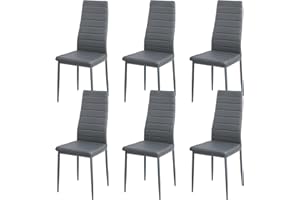 buybyroom Juego de 6 sillas de comedor, sillas de comedor, sillas de cocina, modernas, con respaldo alto, silla de comedor tapizada para salón, cocina, oficina, invitados, dormitorio, gris
