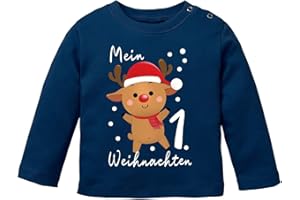 MoonWorks® Baby Langarmshirt Mein 1. Weihnachten Weihnachtsoutfit Spruch Grinch Rentier Jungen Mädchen Longsleeve