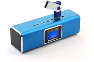 TECHNAXX Haut-parleur stéréo MusicMan TXX3548 MA Soundstation avec batterie rechargeable intégrée et écran LCD (lecteur MP3, radio, emplacement pour carte microSD, port USB) - Bleu