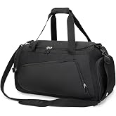Waterproof Gym Bag Duffle Bag with Wet Pockets and Shoe Compartment,Durable Sports Holdall Bags Travel Bag for Women Man(Blac