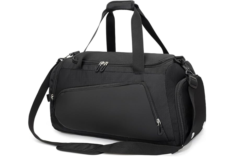 Waterproof Gym Bag Duffle Bag with Wet Pockets and Shoe Compartment,Durable Sports Holdall Bags Travel Bag for Women Man(Black,40L)