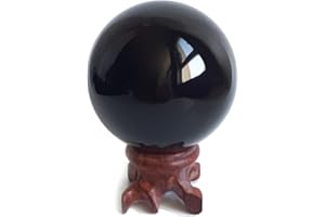 Mina Heal Sfera in Cristallo di Ossidiana da 5,6 cm per Fengshui, Meditazione, guarigione, divinazione, Decorazione della casa, Ossidiana al 100% Vera e Naturale