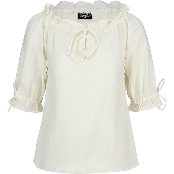 Chemisier Médiéval Femme épaules Dénudées - Style Renaissance, Manches évasées, Smocké, Pour Fête Ou Quotidien