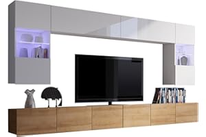 MIRJAN24 Moderna parete da salotto Calabrini I, montaggio a parete, parete media, vetrina sospesa, TV Lowboard, mensola da parete per salotto o televisione