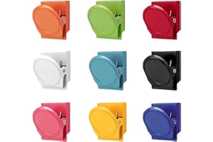 LUCTHY Fridge Magnets Clips 9pcs, Strong Whiteboard Magnets Coloured Magnetic Clips Scratch-Resistant for Kids and Adults (Color Round 9pcs)