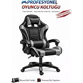 Raiden Gri Desen Oyuncu Koltuğu, Ergonomik Tasarım, Ayarlanabilir Boyun ve Bel Yastığı, Hareketli Kol&ccedil;ak