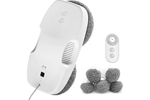 HUTT DDC55 Robot Nettoyeur Vitre, Robot Laveur de Vitre Automatique, Système de Sécurité, Navigation Intelligente, Télécommandé, pour Toutes Les Surfaces Lisses, avec 12 Chiffons