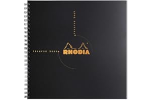 RHODIA 119960C – Zeszyt spiralny (pełna spirala) Reverse Book Czarny – 21 x 21 cm – w kratkę – 160 odrywanych kartek – Papier 90 g/m² – Okładka z polipropylenu – Seria Rhodiactive