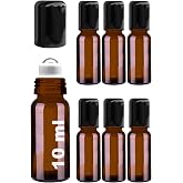 Afracam 10 ml &Ccedil;elik Roll On Şişesi 10 cc Sızdırmaz Siyah Kapaklı Cam Şişe 6 Adet (Amber, 10)