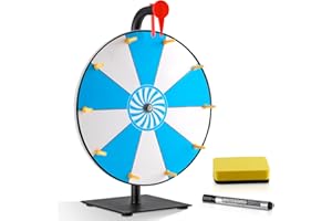 NICWHITE 12 Inch Prize Wheel, 10 Slots Spin The Wheel, Spinning Wheel for Prizes Heavy Duty Fortune Spin with Dry Erase Marker&Eraser Tabletop Roulette Spinner for Fortune Spin Game, Tradeshow, Carnival
