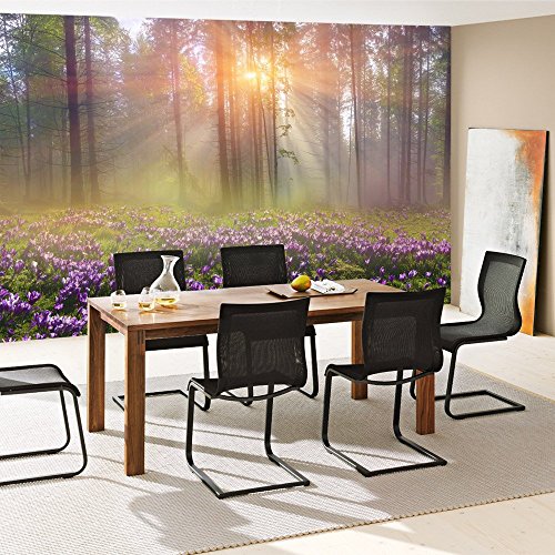Fototapete Wald – ALLE WALDMOTIVE auf einen Blick ! Vlies PREMIUM PLUS – 200×140 cm – PURPLE FOREST FLOWERS – Wald Bäume Natur – no. 239 - 7