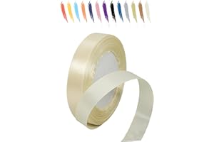 MORAINJAY 15mm Cinta de Satén Bien,23M Cinta Regalo Blanco Marfil para Envolver Regalos,Cinta de Lazo,Globos,Cinta de Ramo,Cinta de Cumpleaños Regalo,Cinta de Raso para Vestidos de Bodas Decoración