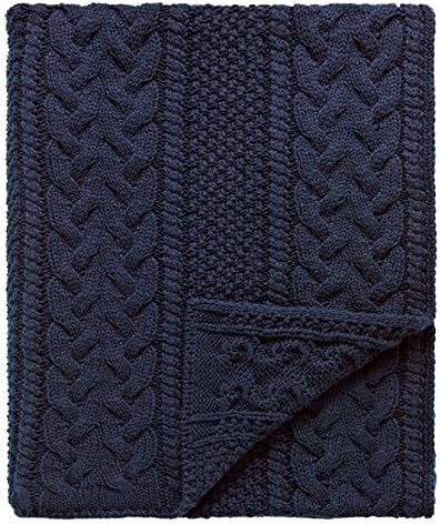 Peacock Blue Loft Stanley Blanket, Acrylic, Navy, 130 x 150 cm