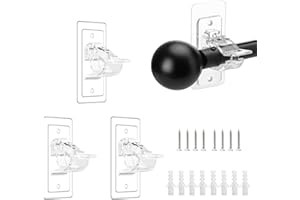 HERKINDNESS 2 Paar Vorhangstange Halterung, Selbstklebende Klemmträger Gardinenstange, Transparente Vorhangstangenhalter, Inklusive Schrauben und Expansionsrohr, für Küche Badezimmer Schlafzimmer