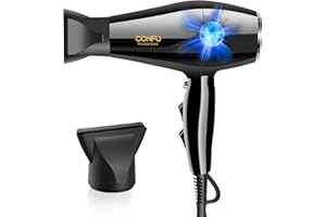 Hair Dryer, 2300W Professional Powerful Hairdryer, AC Motor Ionic Blow Dryer with Adjustable 2 Speed, 3 Heat Settings, 5 Mins Fast Drying,with 2 Concentrator, for Women&Men—CONFU