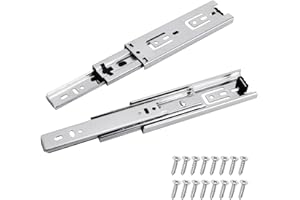 Prmape 2 Pcs Guias Cajones Carriles Plateado, 150mm Railes para Cajones, 3 Pliegues Guias Telescopicas para Cajones, Guia Cajon Extraccion Total, Montaje Lateral, Capacidad de Carga Hasta 45 KG
