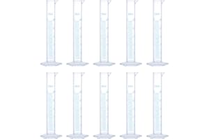 sourcing map Plastic Graduated Cylinder, 25ml Measuring Cylinder, Test Tube Beakers, 2-Sided Metric Marking, Clear Hex Base for Lab Home 10Pcs