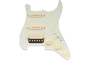 Musiclily Pro Auto-Split SSH Loaded Pickguard Pre-wired Maskownica z Przetwornik Artec Alnico 5 Kompletny do Gitary Elektrycznej typu Strat, 4-warstwowy Aged White Pearl