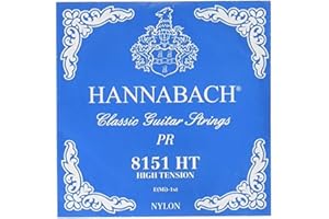 Hannabach Cuerdas para Guitarra Clásica Serie 815, Tensión Alta, E1, Mi1, Plateado Especial
