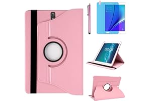 R.SHENGTE Custodia per Samsung Galaxy Tab S3 9.7 pollici 2017 (SM-T820 SM-T825) - Rotazione di 360 gradi Custodia protettiva completa per supporto,Con Penna Stilo, Pellicola Per Schermo (Pink)