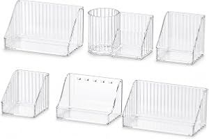 RMAN Sminkförvaring Caddy, 6-pack, plast | Plast, platsbesparande för badrum, toalettbord, skrivbordsbehållare, förvaringsbor