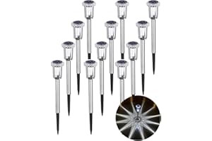 Bellanny Lampe Solaire Exterieur Jardin, Lot de 12 Solaire Exterieure au Sol - 6500K Blanc Froid Lampe Solaire Jardin Étanchéité IP65 Lampe LED Solaire Pour les Chemins de Jardin, Patio, Pelouse