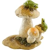 Top Collection Minyat&uuml;r Peri Bah&ccedil;esi ve Teraryum Mantar Heykeli &Uuml;zerinde Mini Kurbağalar