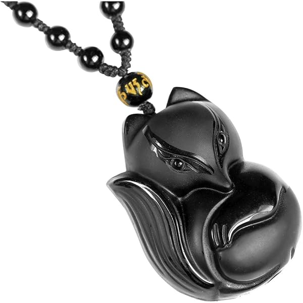 Wizock Red Agate & Black Obsidian Fox Necklace For Women - Adjustable 16-23 Inch Healing Crystal Animal Pendant - View #9