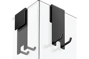 SIEGVOLL Duschhaken ohne Bohren, 2er Set Handtuchhalter für Duschwand, Handtuchhaken mit Gummischutz, kratzfrei & rutschfest, Haken für Duschabzieher & Handtücher, passend für 6-10 mm Glasstärke, Matt Schwarz